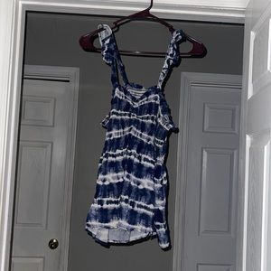 Blue & white tie die tank top